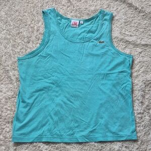 LACOSTE LIVE mens Tank Top S Aqua Sleeveless Tee Alligator Patch Muscle Shirt